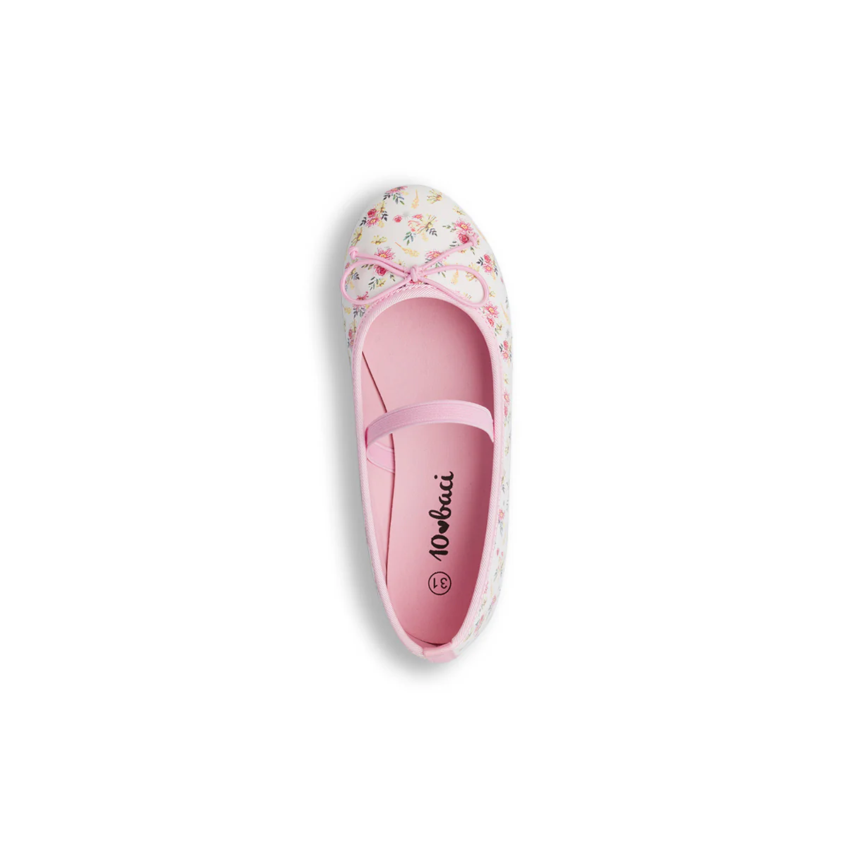 Ballerine Floreali bianche da Bambina e Ragazza con fiocco e cinturino Dieci Baci - Image 4
