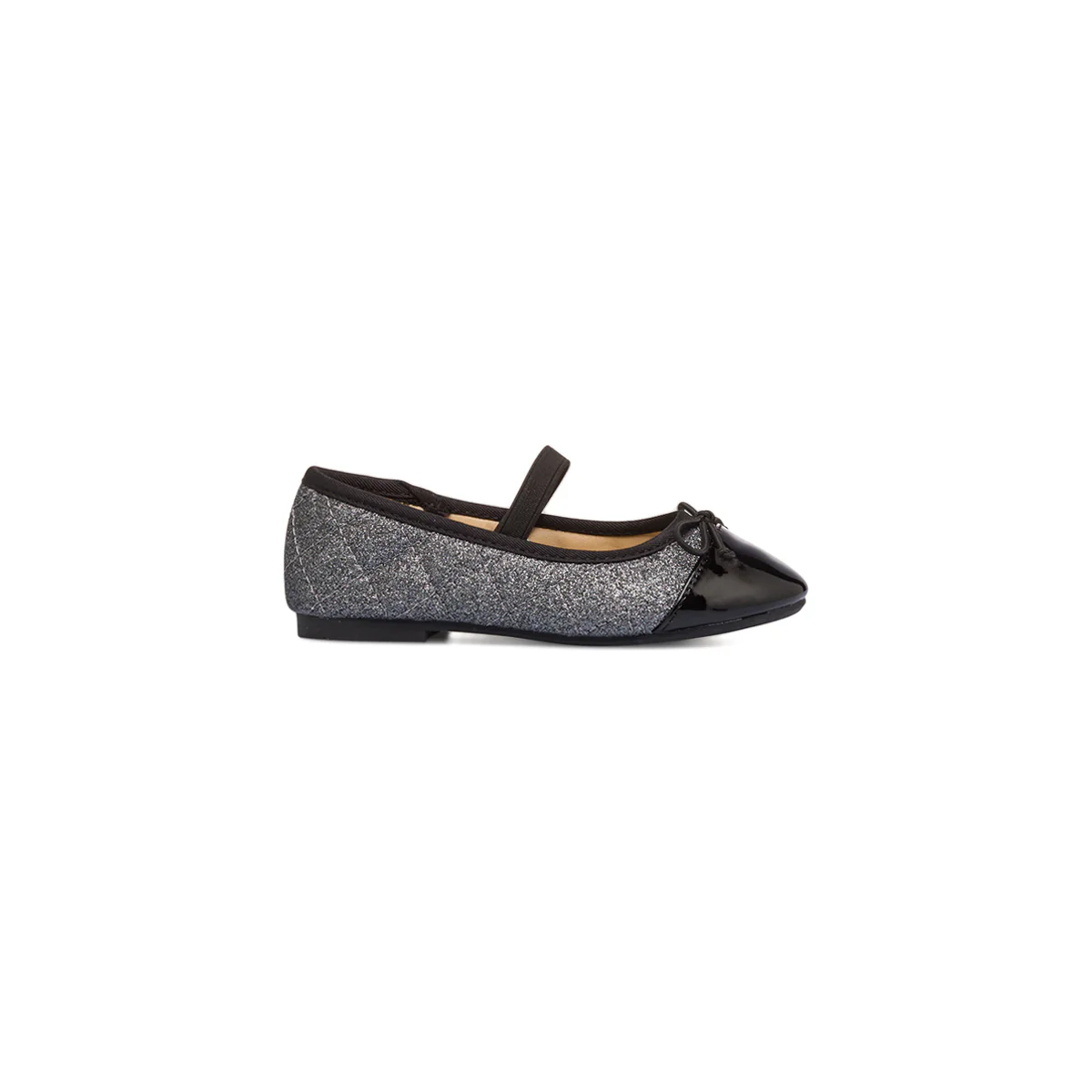Ballerine glitter grigio da bambina con fiocco Le Scarpe di Alice
