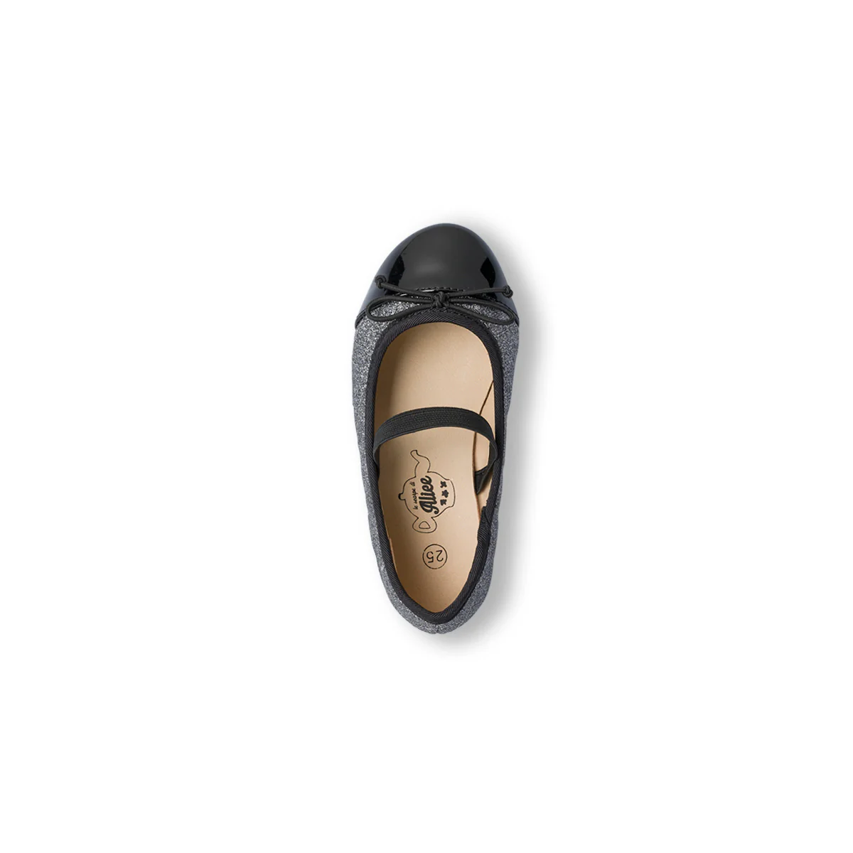 Ballerine glitter grigio da bambina con fiocco Le Scarpe di Alice - Image 6