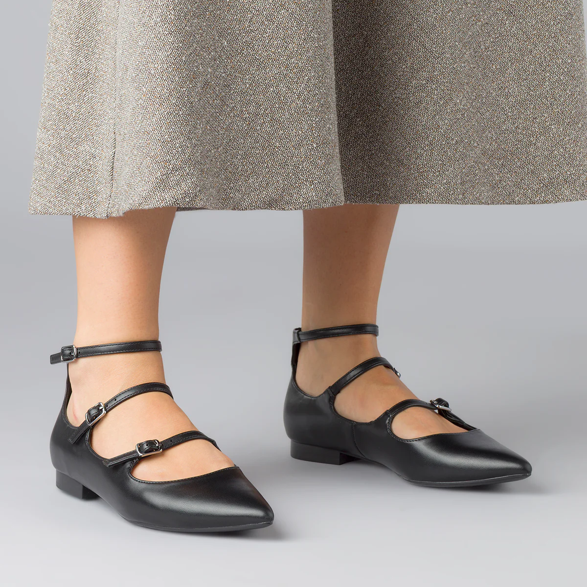 Ballerine Mary Jane nere da Donna con fibbie Lora Ferres