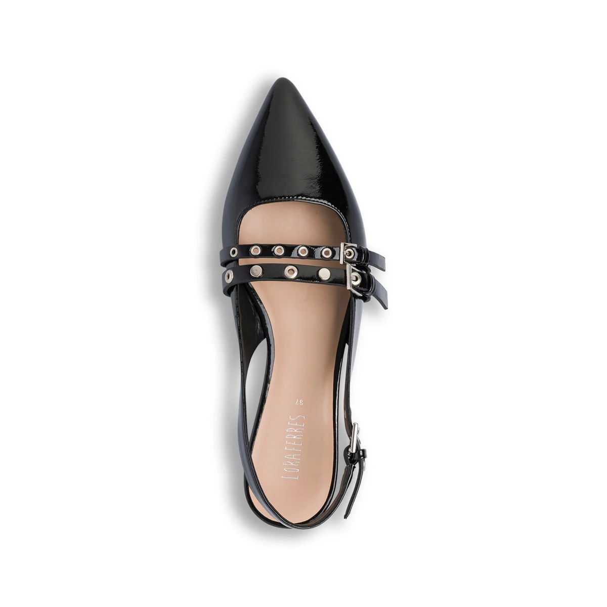 Ballerine nere da Donna con fibbie e borchie Lora Ferres - Image 5