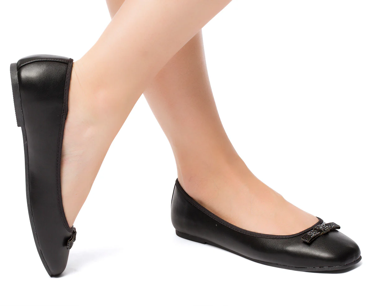 Ballerine nere da donna con fiocchetto e strass Lora Ferres - Image 2