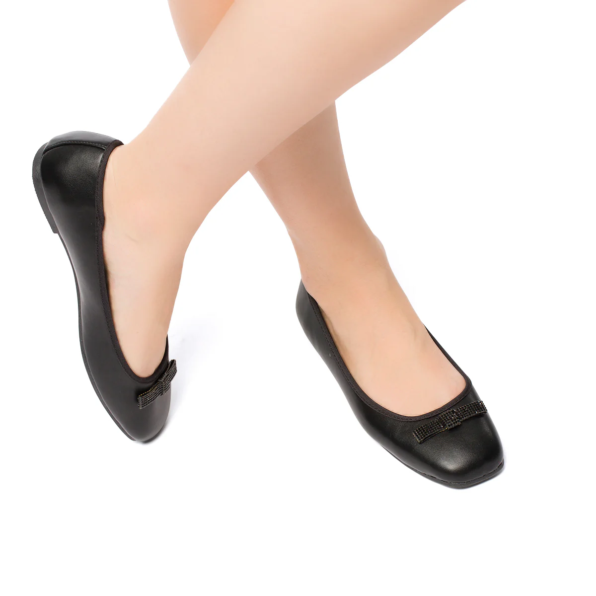 Ballerine nere da donna con fiocchetto e strass Lora Ferres - Image 3