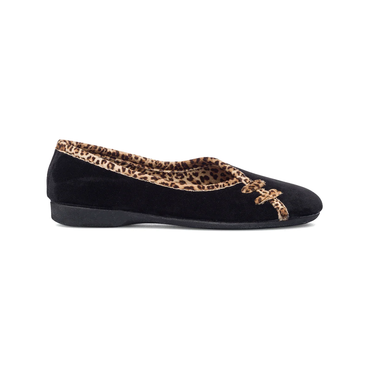 Ballerine nere in tessuto con profili animalier Annalisa Grenoble