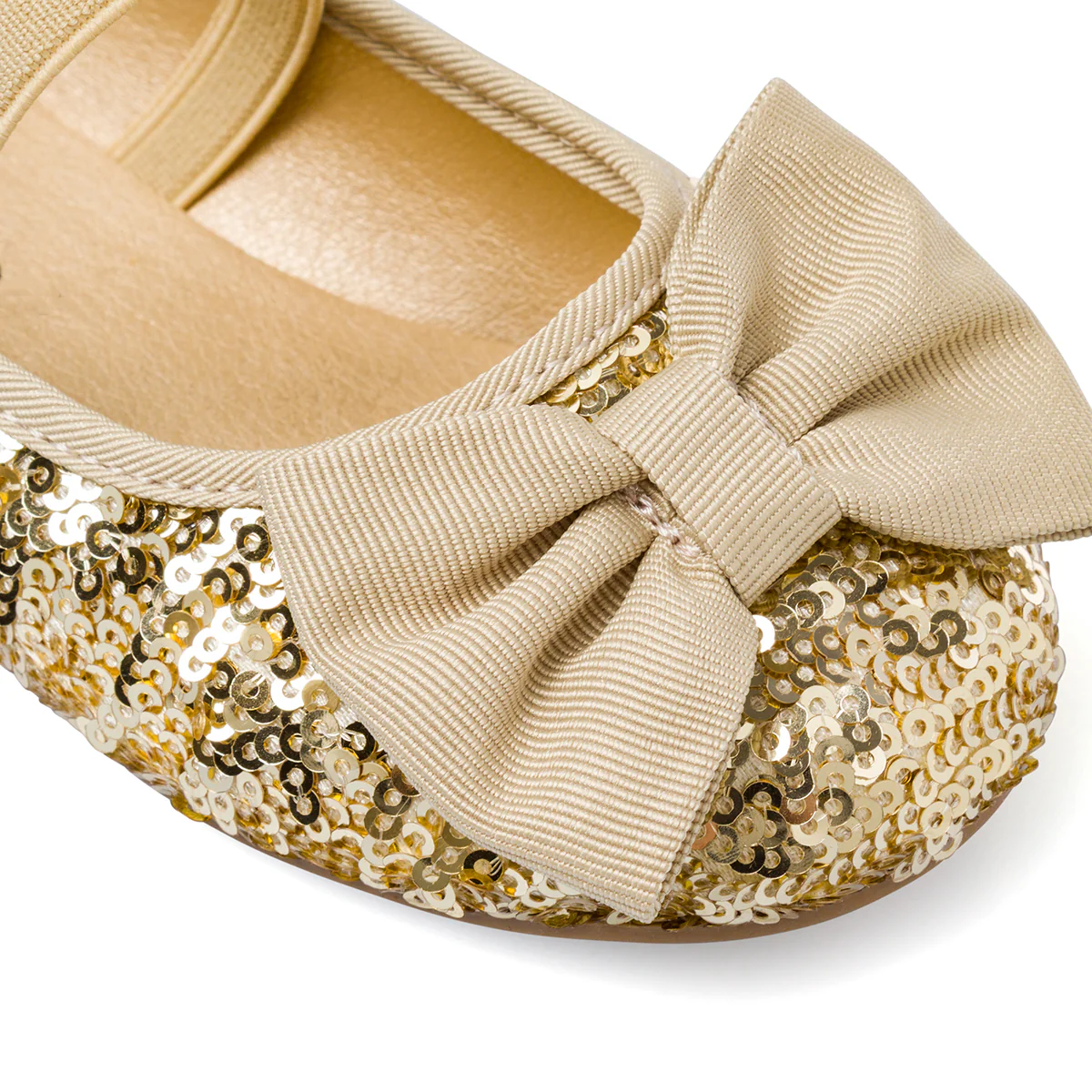 Ballerine oro con paillettes e fiocco da Bambina Dieci Baci - Image 5