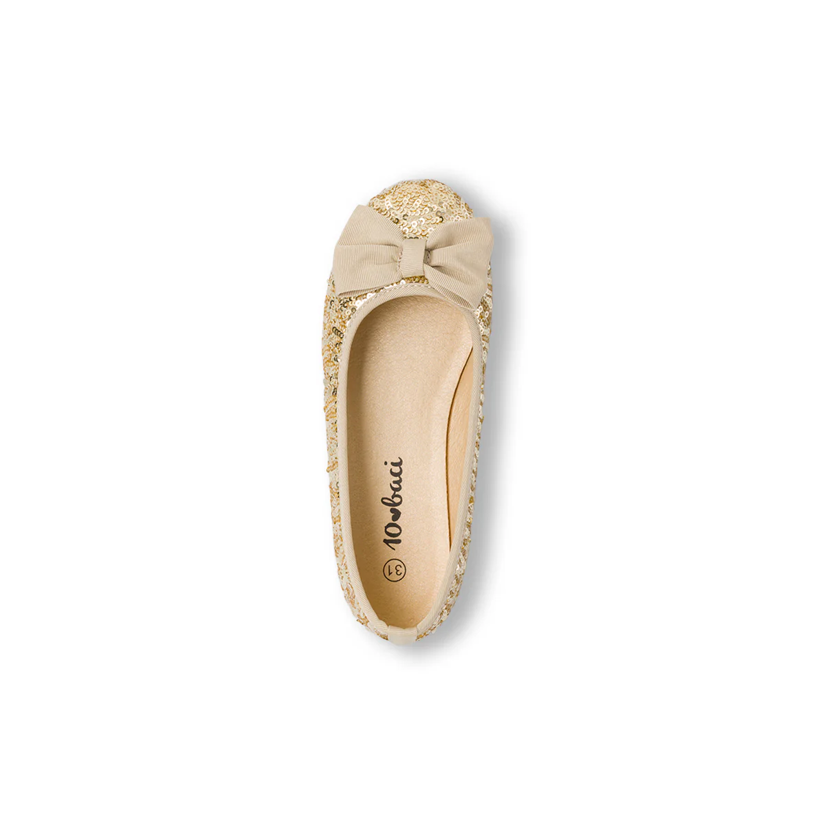 Ballerine oro da Ragazza con fiocco e paillettes Dieci Baci - Image 5