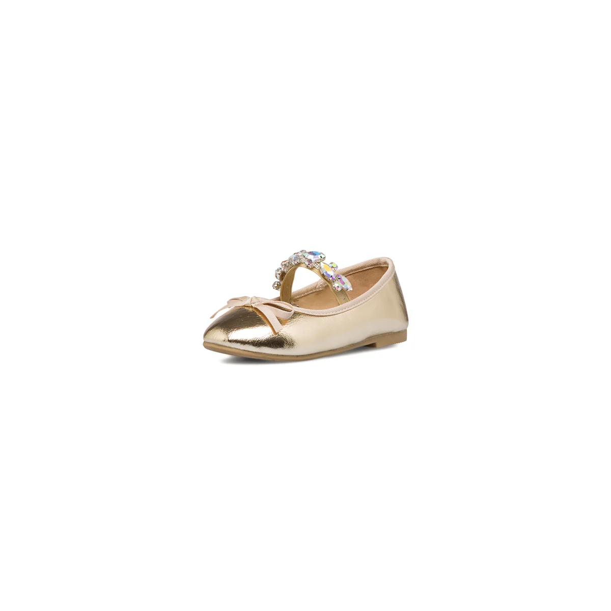 Ballerine oro effetto laminato da bambina con perline Le scarpe di Alice - Image 2