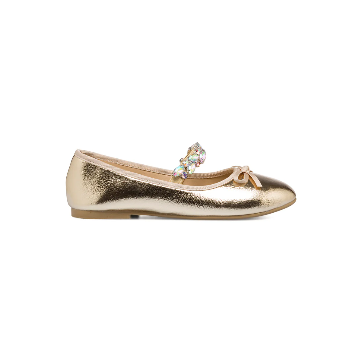 Ballerine oro effetto laminato da bambina con perline Le scarpe di Alice - Image 2