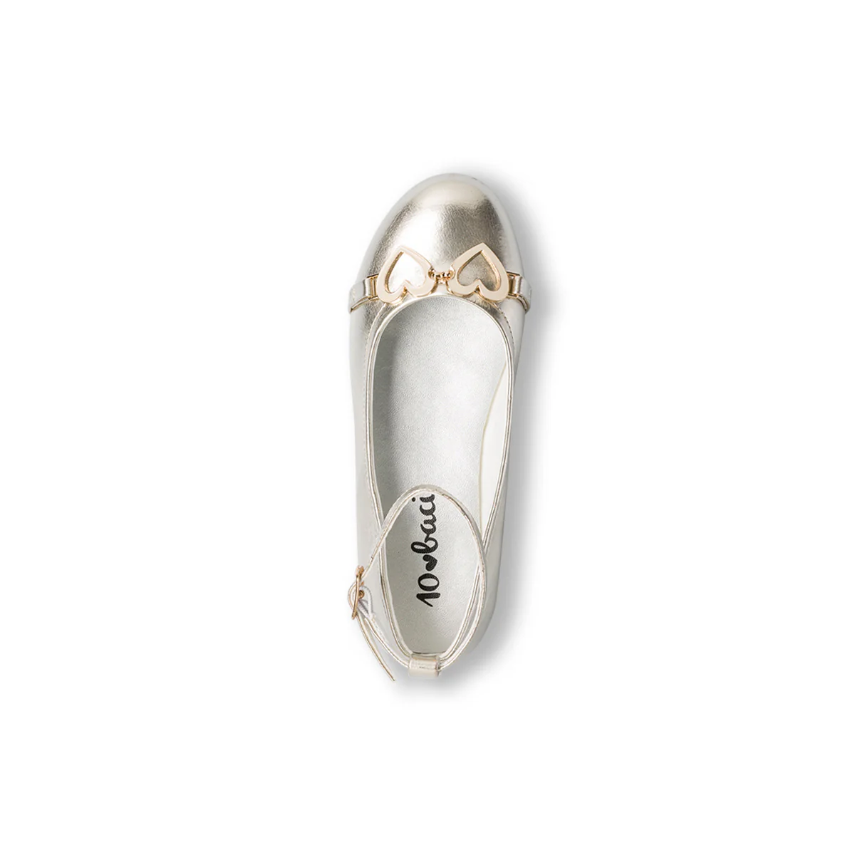 Ballerine oro effetto laminato da ragazza con cuoricini 10 Baci - Image 5