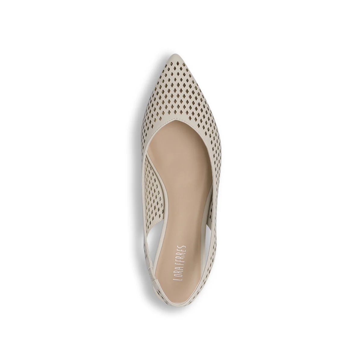 Ballerine slingback a punta da donna bianche traforate Lora Ferres - Image 4