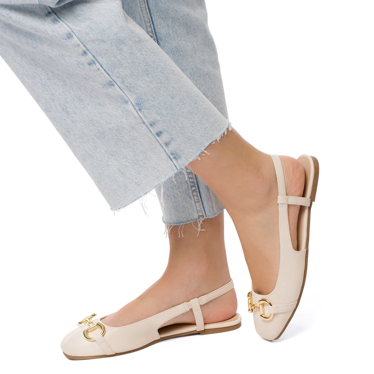 Ballerine slingback beige con morsetto Lora Ferres - Image 2