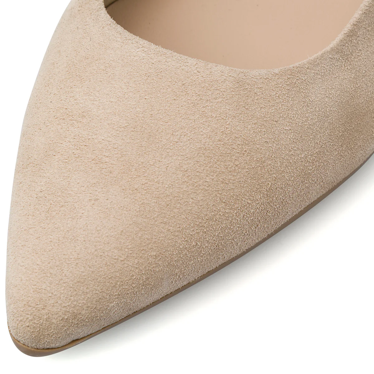 Ballerine Slingback beige da Donna in pelle effetto scamosciato con cinturino Primopiano - Image 4