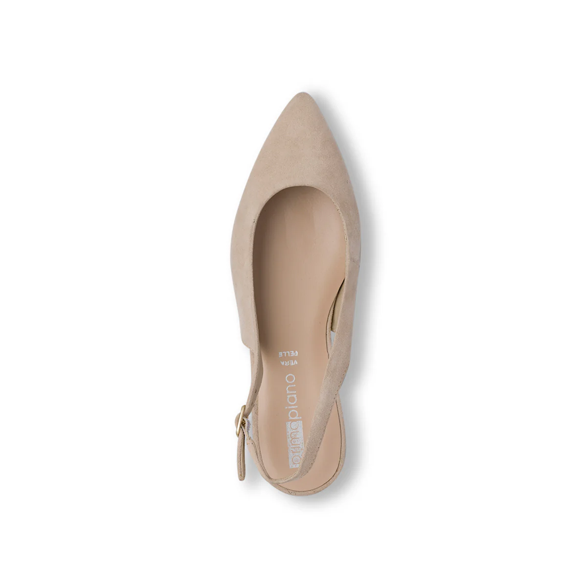 Ballerine Slingback beige da Donna in pelle effetto scamosciato con cinturino Primopiano - Image 5