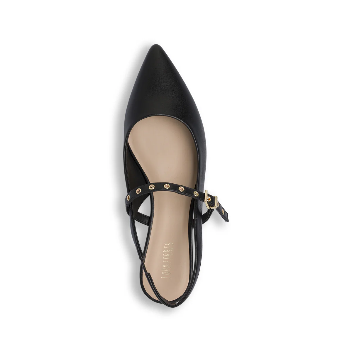 Ballerine slingback da donna nere a punta con borchie dorate Lora Ferres - Image 5