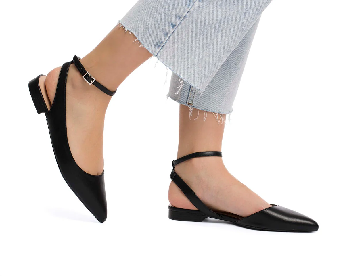 Ballerine slingback nere con cinturino alla caviglia Lora Ferres - Image 3