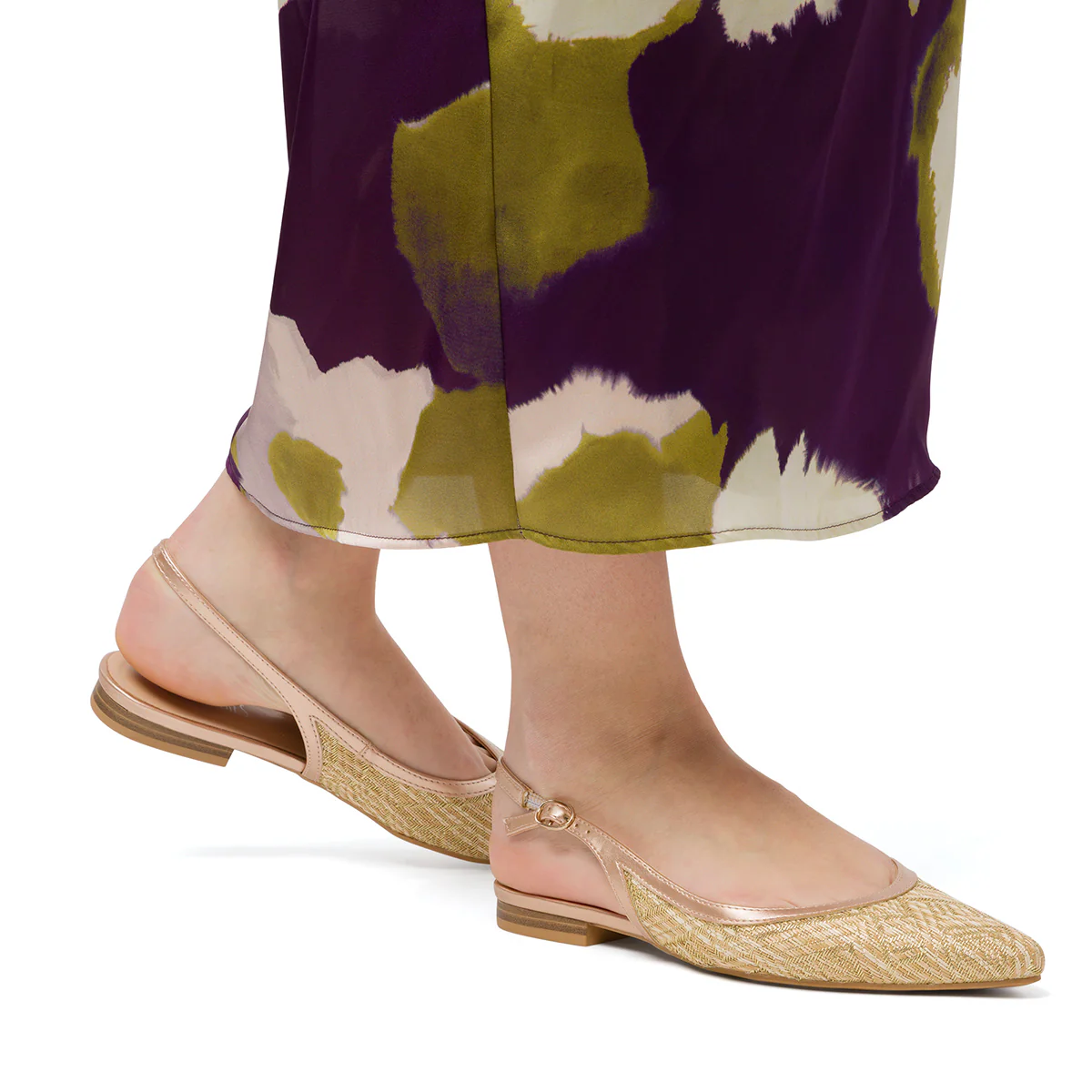 Ballerine slingback oro effetto rafia da Donna con cinturino Lora Ferres - Image 3