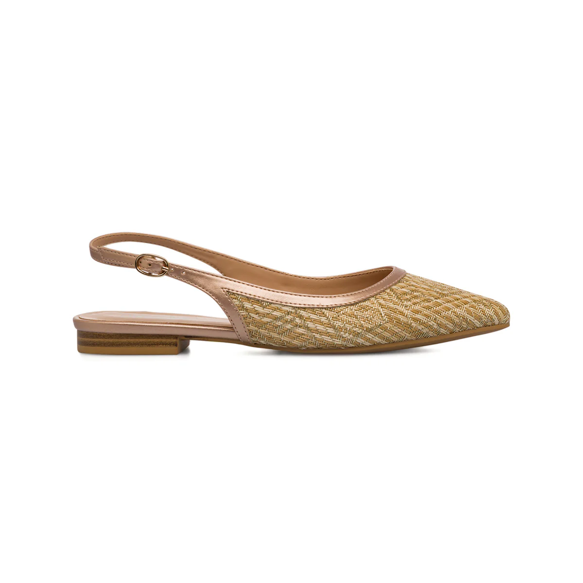 Ballerine slingback oro effetto rafia da Donna con cinturino Lora Ferres - Image 4