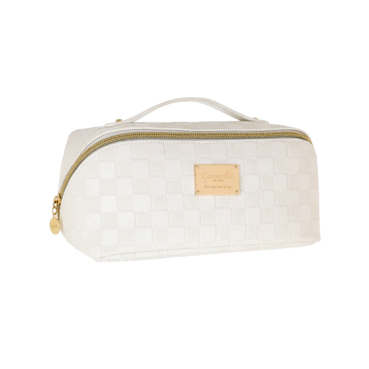 Beauty case Bianco da Donna con Trama a Quadri Camomilla Milano