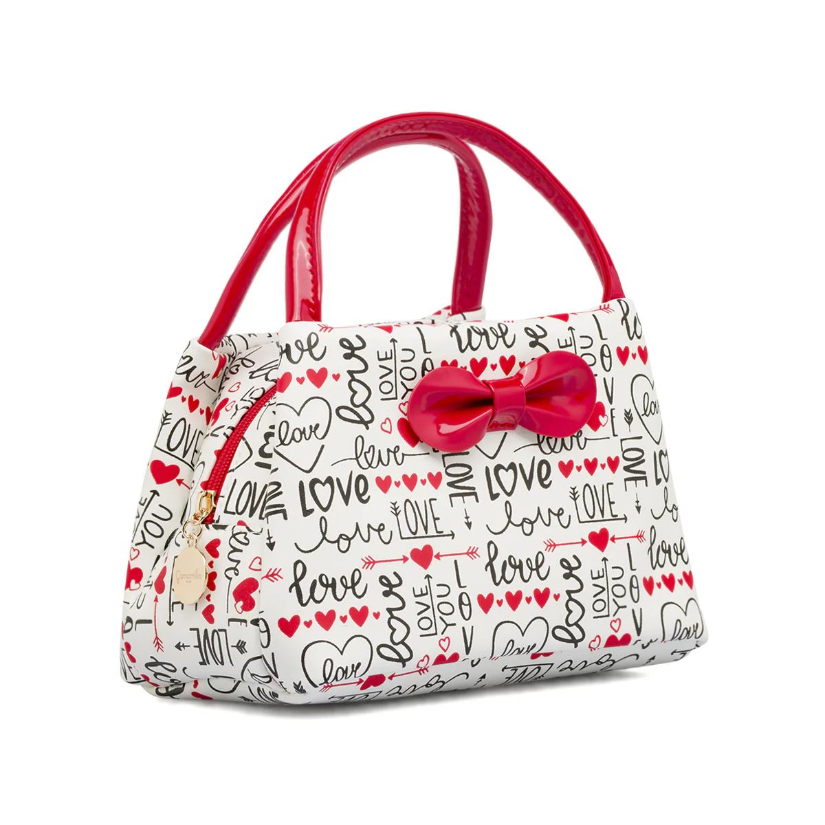 Beauty case Bianco Donna con stampa Love e manici vernice Camomilla - Image 2