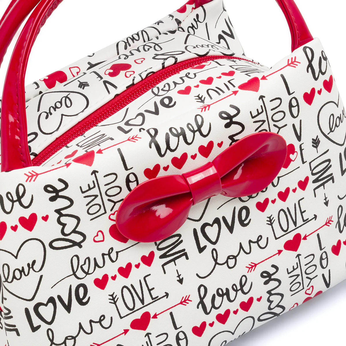 Beauty case Bianco Donna con stampa Love e manici vernice Camomilla - Image 4