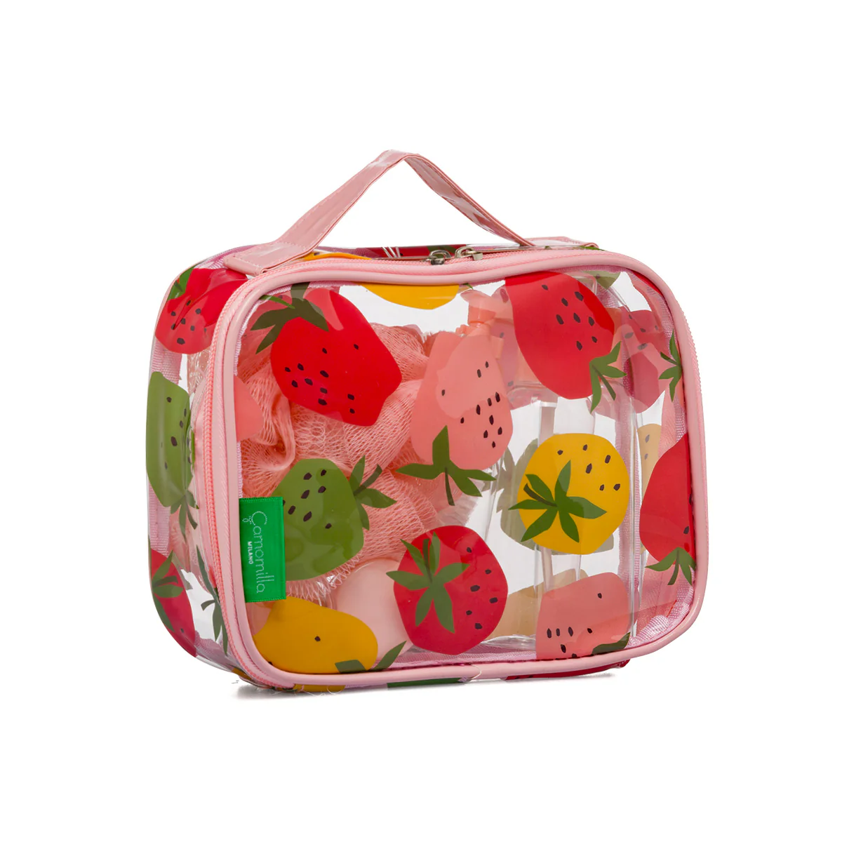Beauty Case con kit da Viaggio multicolore con fragole Camomilla Milano