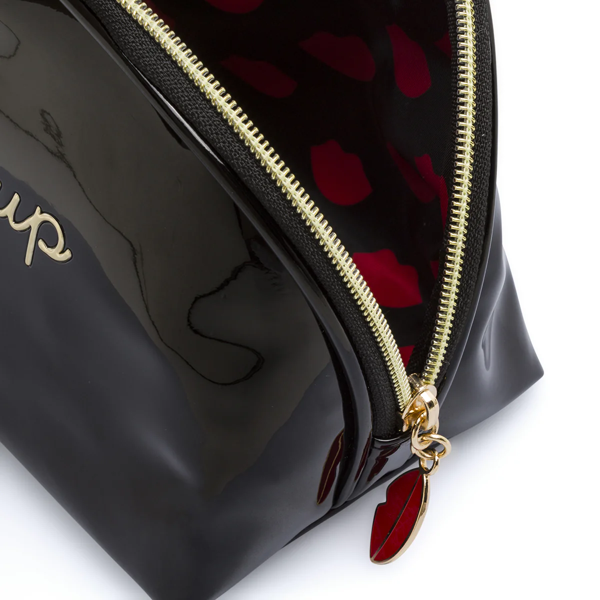 Beauty case da Donna nero lucido con ricamo Make up Camomilla - Image 4