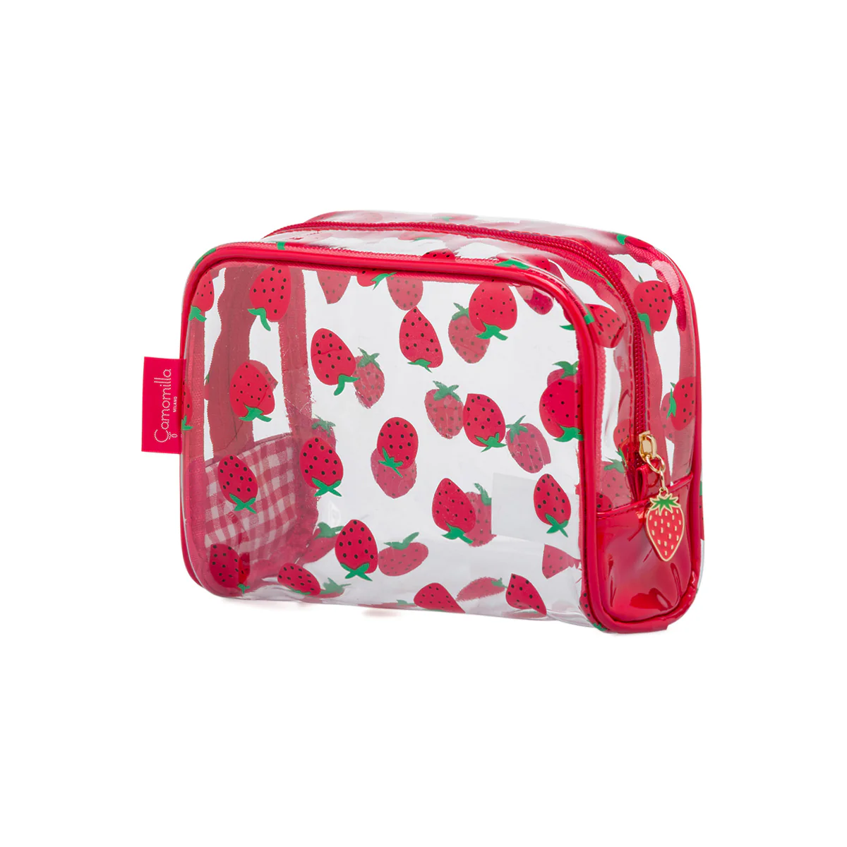 Beauty Case da Donna rosso con stampa fragole Camomilla Milano