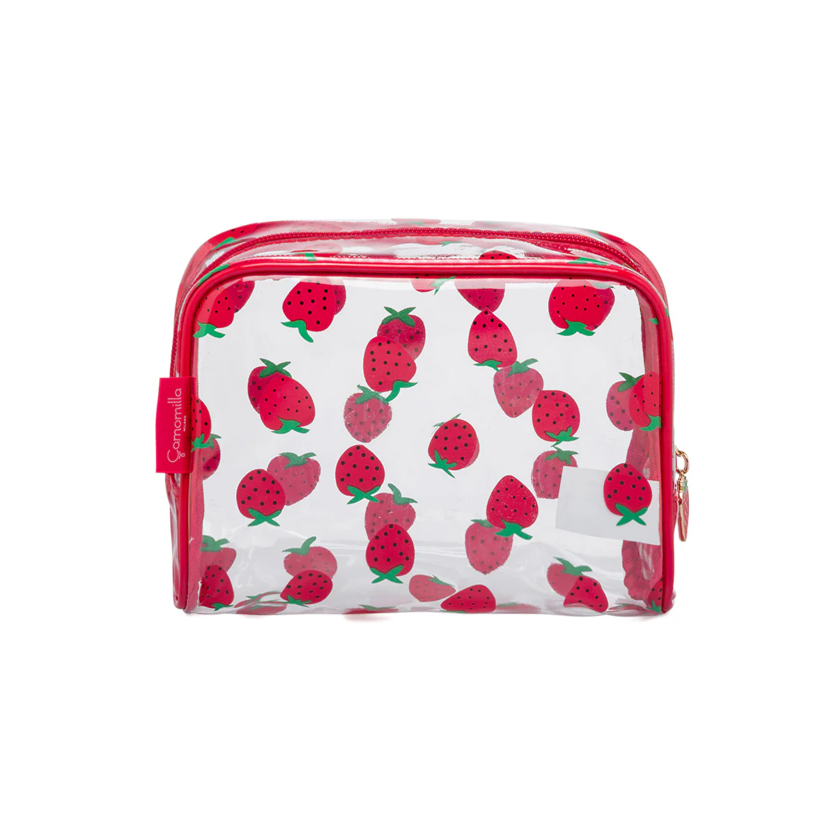 Beauty Case da Donna rosso con stampa fragole Camomilla Milano - Image 2