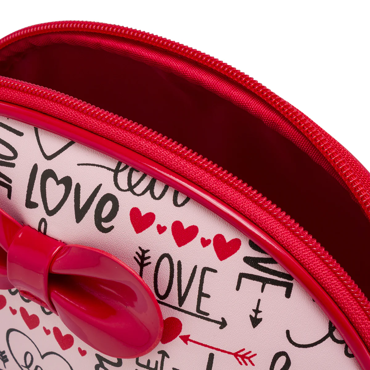 Beauty case Donna Rosa con stampa Love e maxi fiocco rosso Camomilla - Image 4