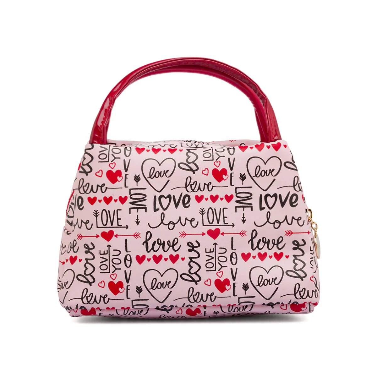 Beauty case Donna Rosa con stampa Love e maxi fiocco vernice Camomilla - Image 3