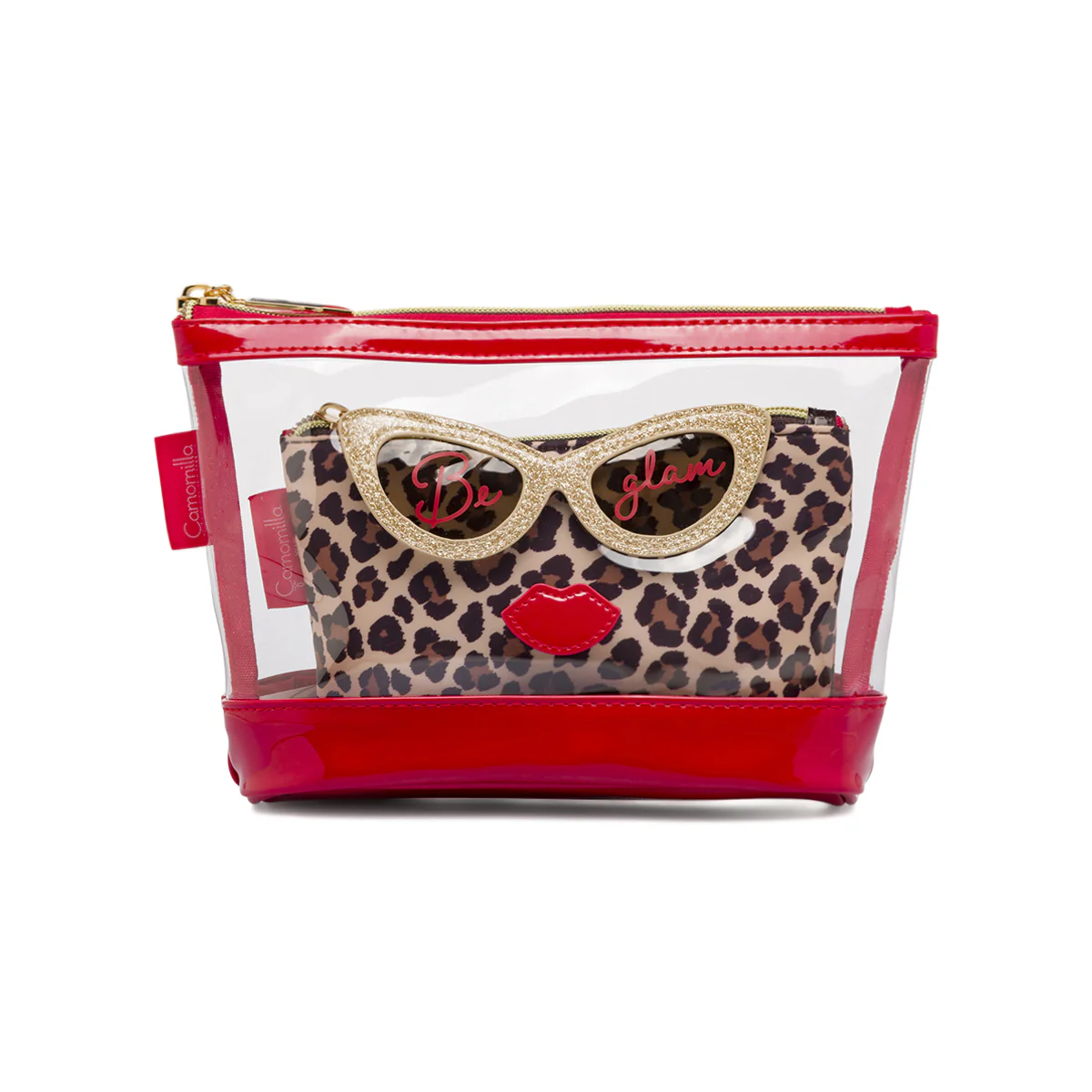 Beauty case Donna set 2 pezzi Maculato con dettagli glitter Camomilla