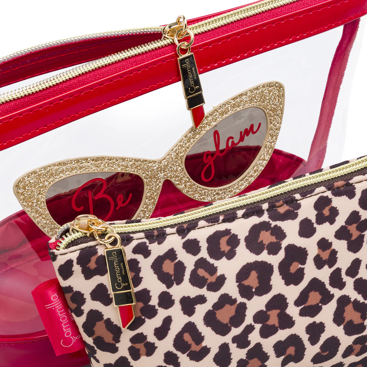 Beauty case Donna set 2 pezzi Maculato con dettagli glitter Camomilla - Image 4