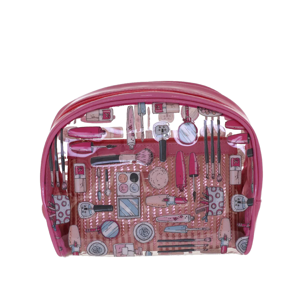 Beauty case rosa con stampa e pochette interna Camomilla Milano