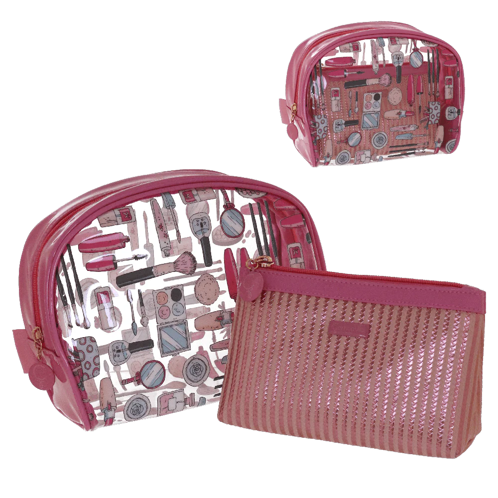 Beauty case rosa con stampa e pochette interna Camomilla Milano - Image 2