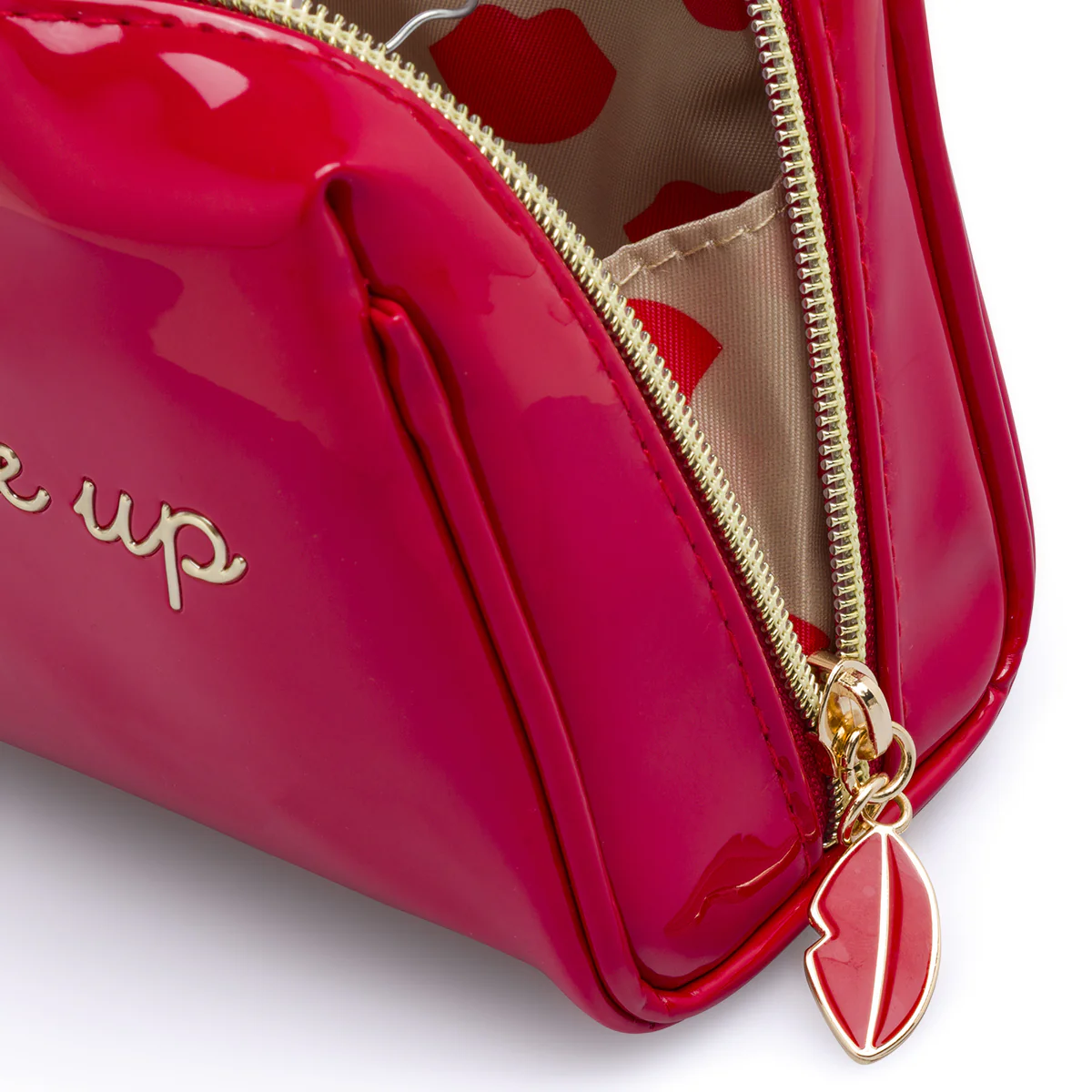 Beauty case Rosso Donna effetto vernice con scritta Make up Camomilla - Image 4