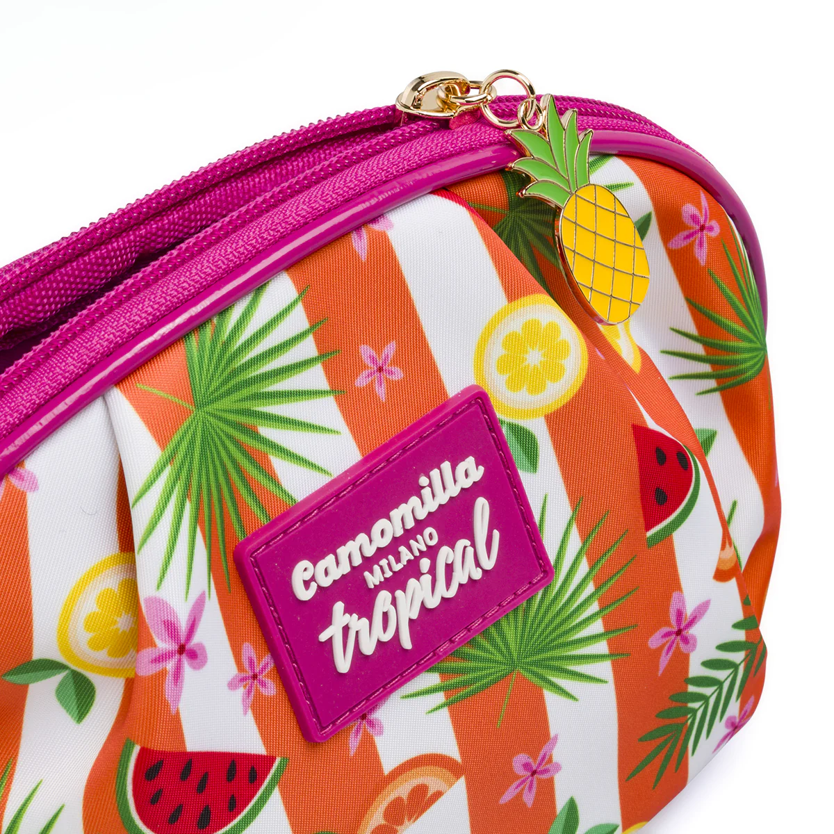 Beauty Case Camomilla Milano Donna Fantasia Fucsia e Arancione - Image 3