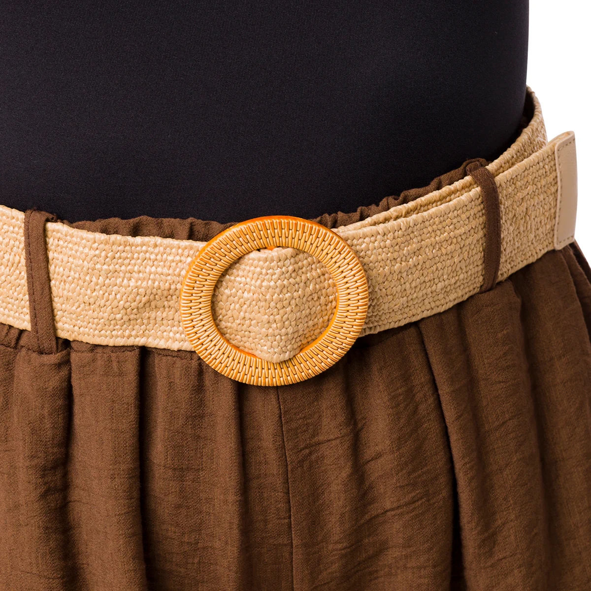 Bermuda Marroni da Donna con tasche a filetto e cintura in Rafia Swish Jeans - Image 4