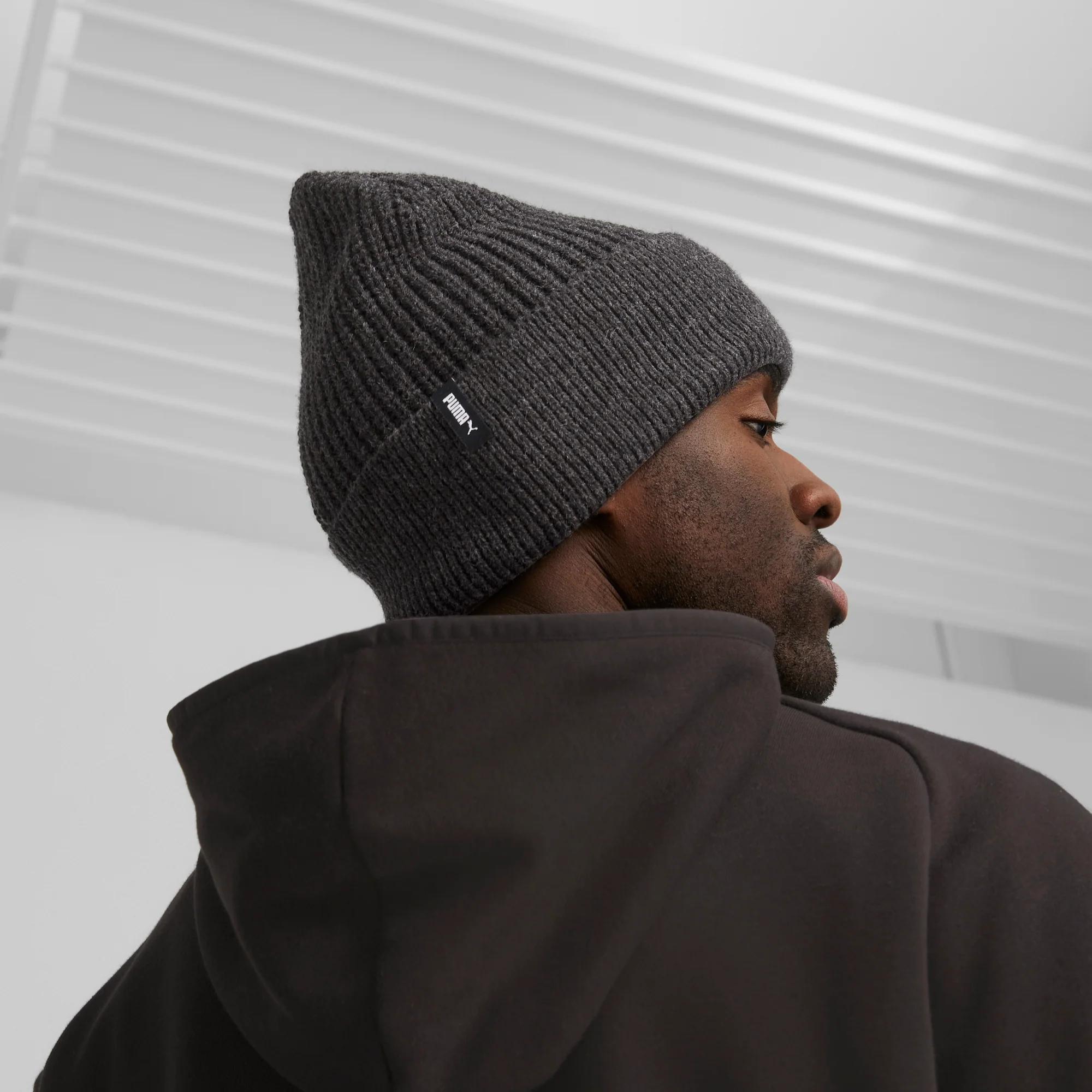 Berretto grigio scuro da uomo con logo Cat Beanie Warm Puma - Image 2