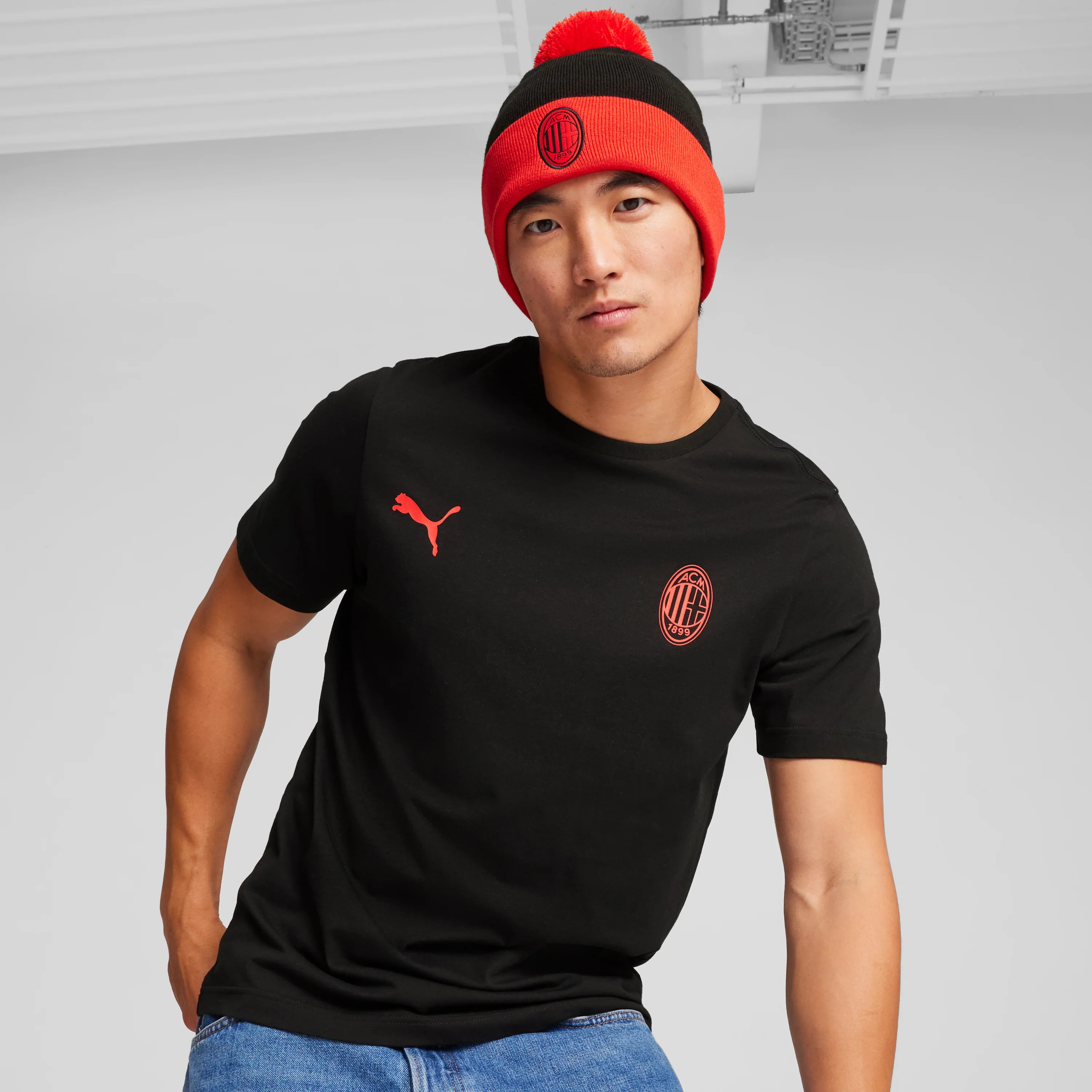 Berretto nero e rosso con pon pon Puma AC Milan - Image 4