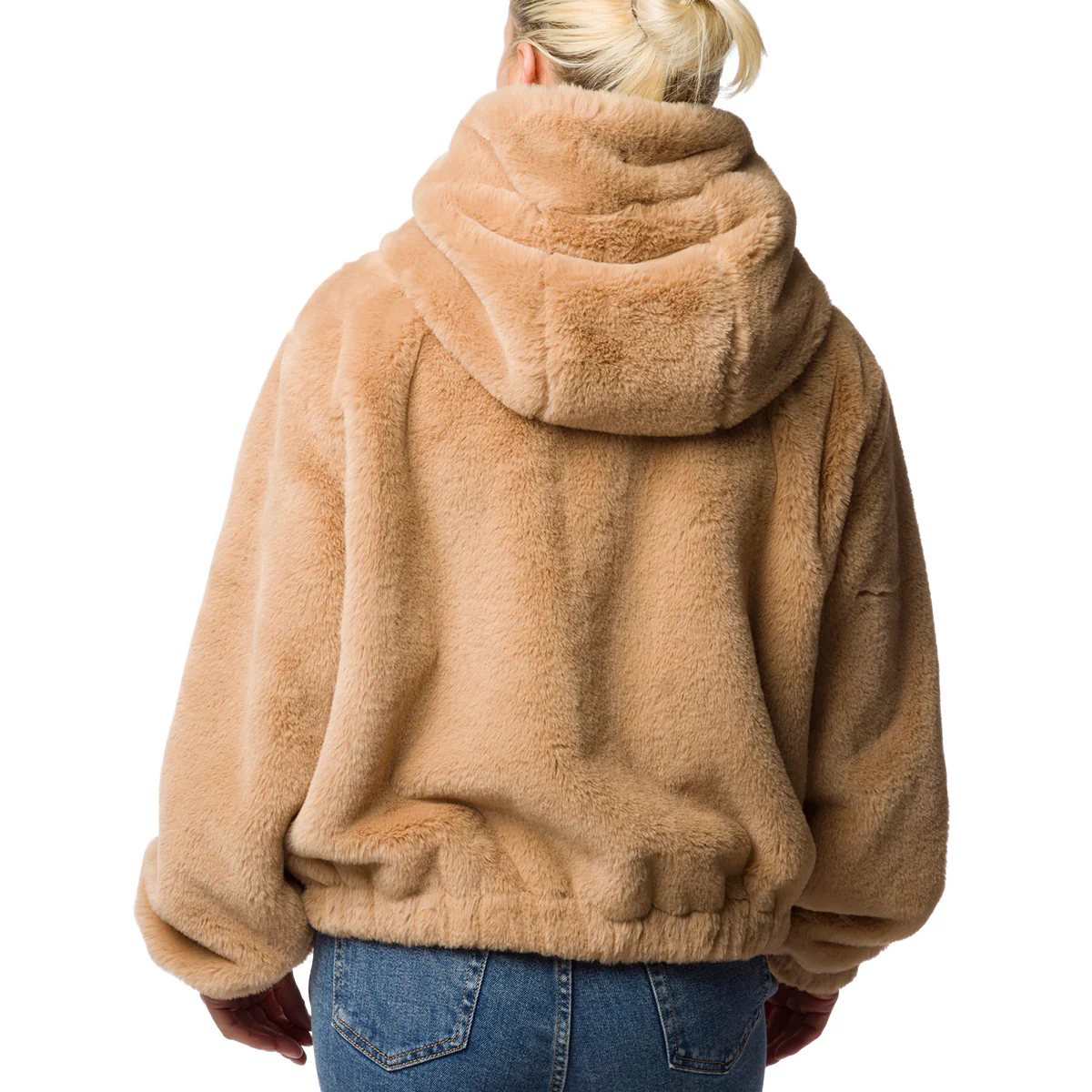 Bomber pelliccia marrone da donna con chiusura a zip Swish Jeans - Image 2