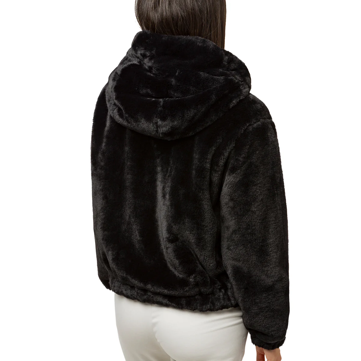 Bomber pelliccia sintetica nero da donna con chiusura a zip Swish Jeans - Image 2