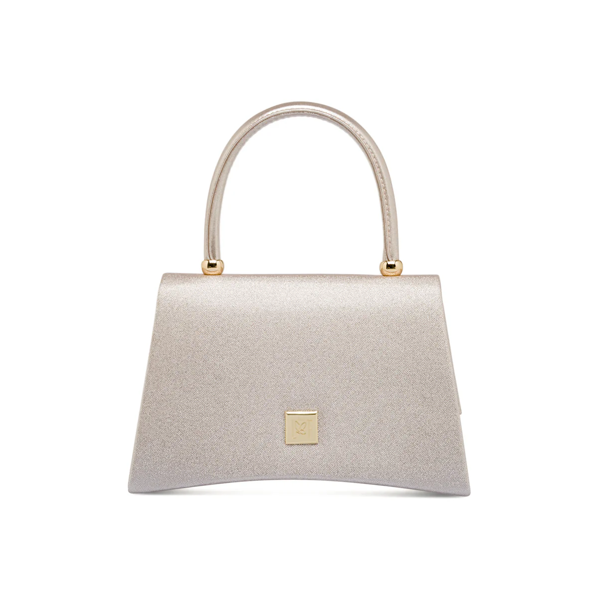 Borsa a mano argento glitter rigida con manico Lora Ferres - Image 3