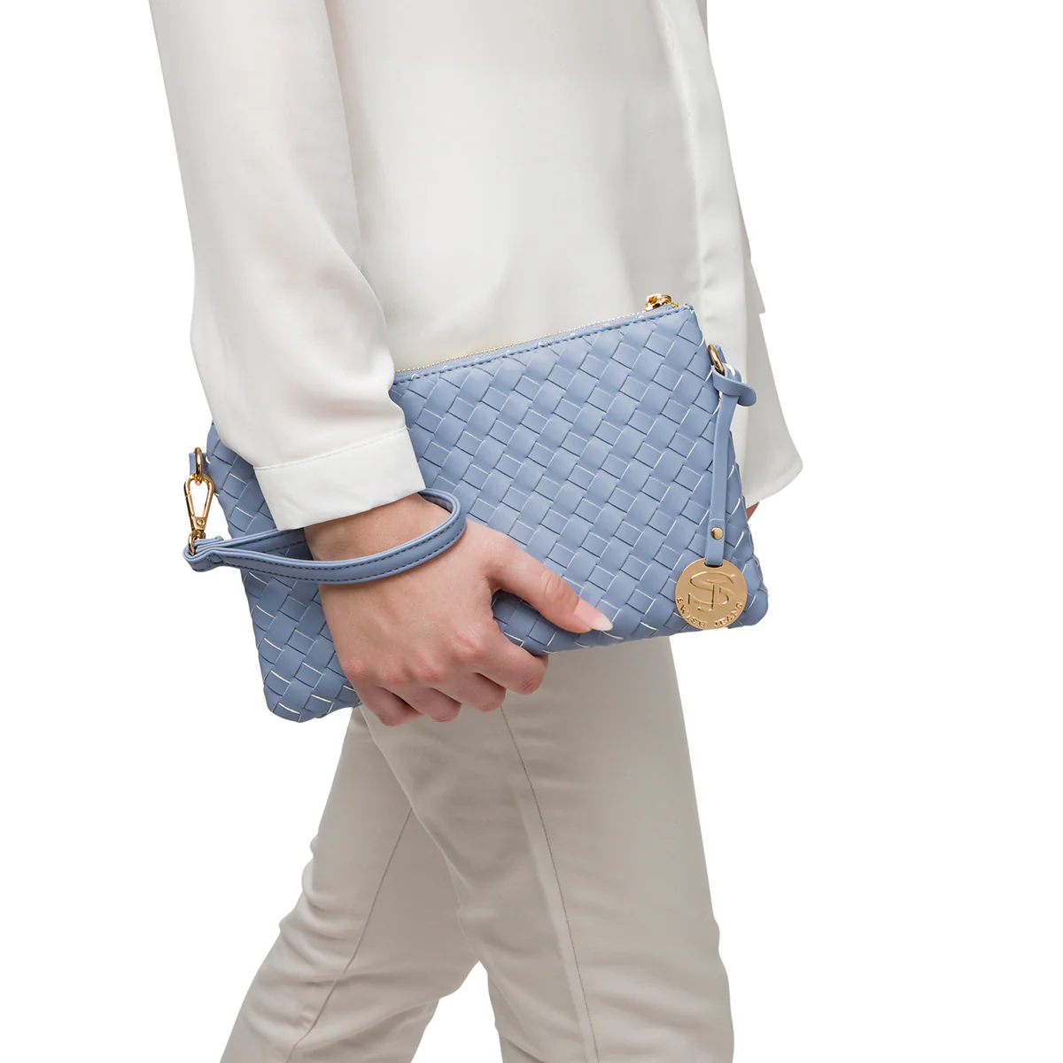 Borsa a mano azzurra effetto intrecciato da donna Swish Jeans Cica - Image 3