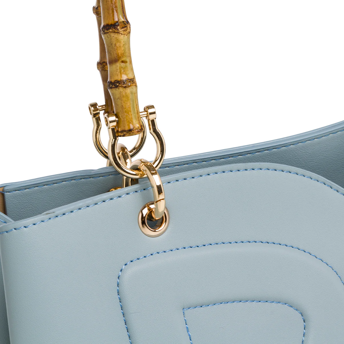 Borsa a mano azzurro con manici effetto Bamboo da donna Romeo Gigli Milano Misty - Image 3