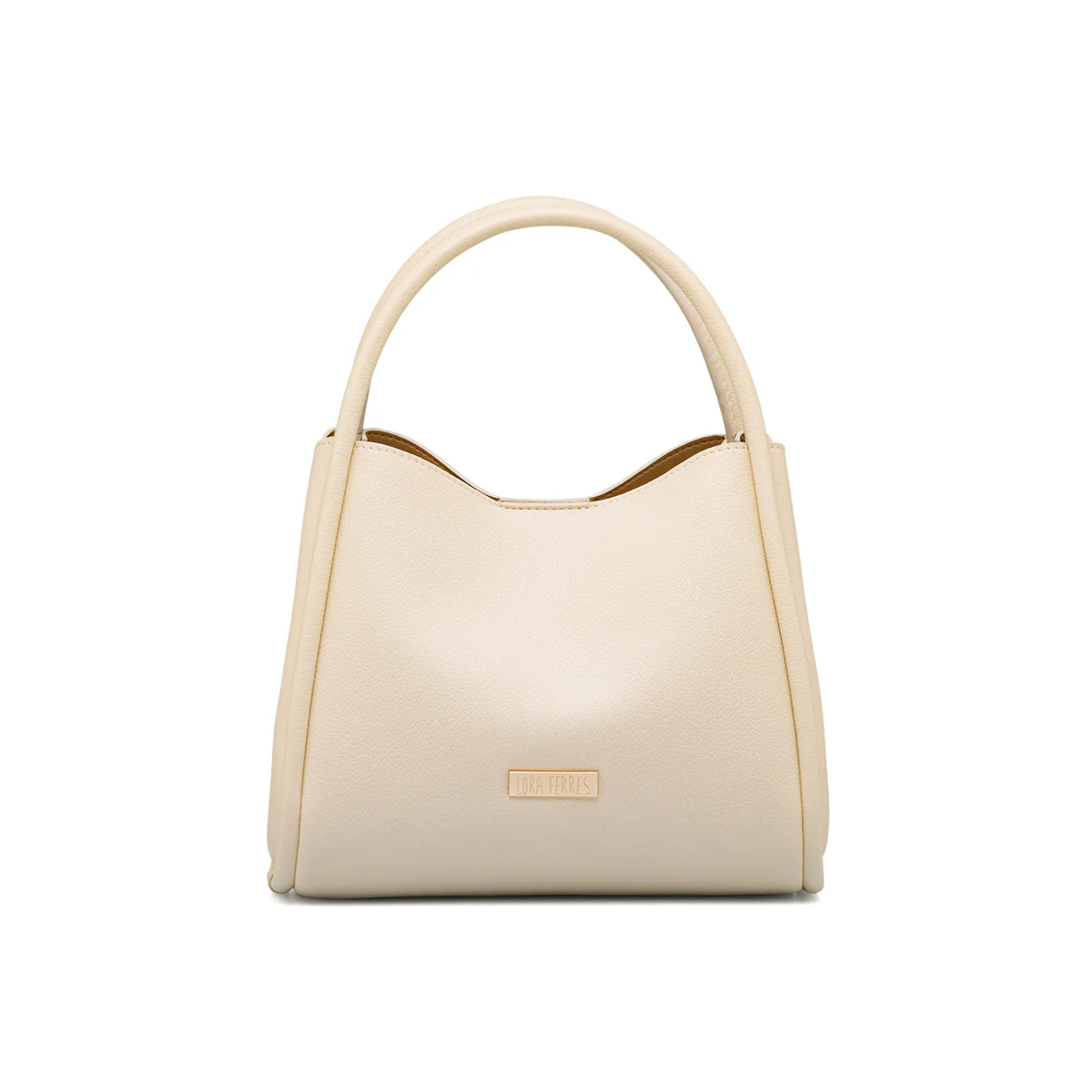 Borsa a mano beige da Donna con logo dorato Lora Ferres - Image 3