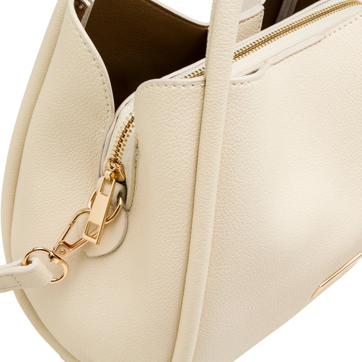 Borsa a mano beige da Donna con logo dorato Lora Ferres - Image 5
