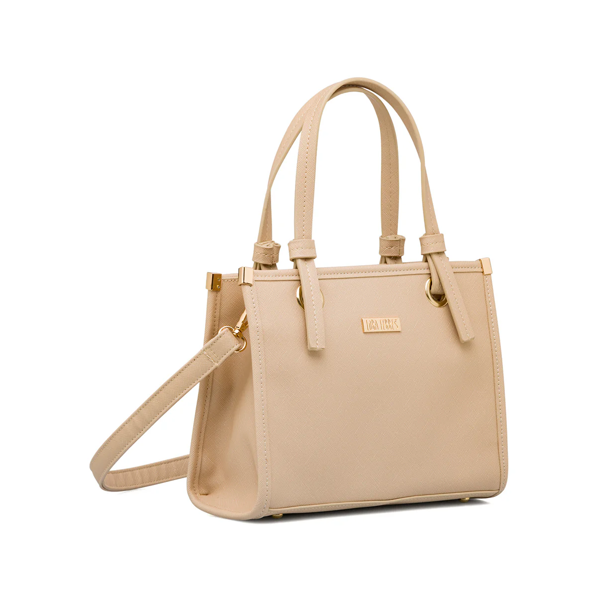 Borsa a mano beige da Donna con manico dettaglio nodo Lora Ferres - Image 3