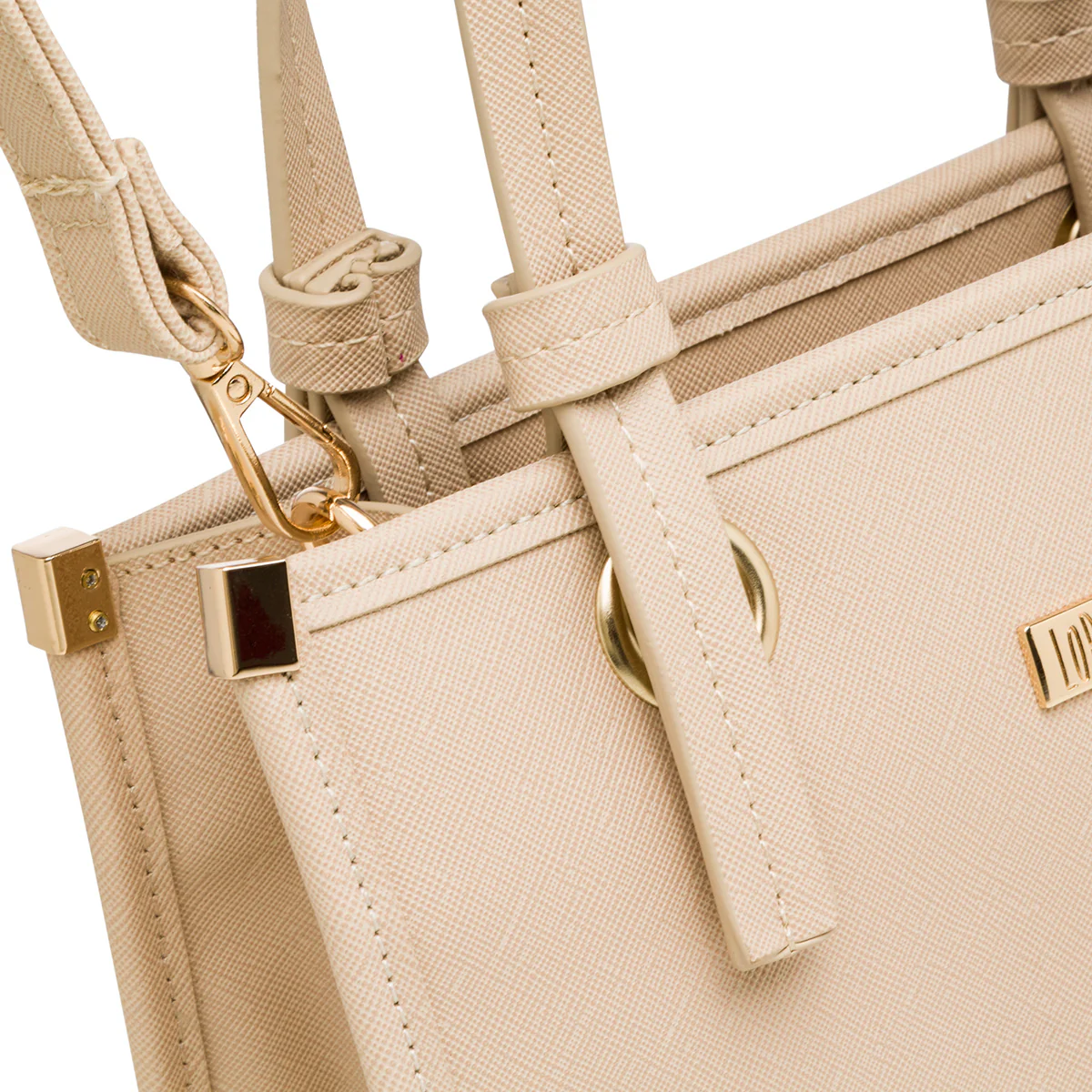 Borsa a mano beige da Donna con manico dettaglio nodo Lora Ferres - Image 4