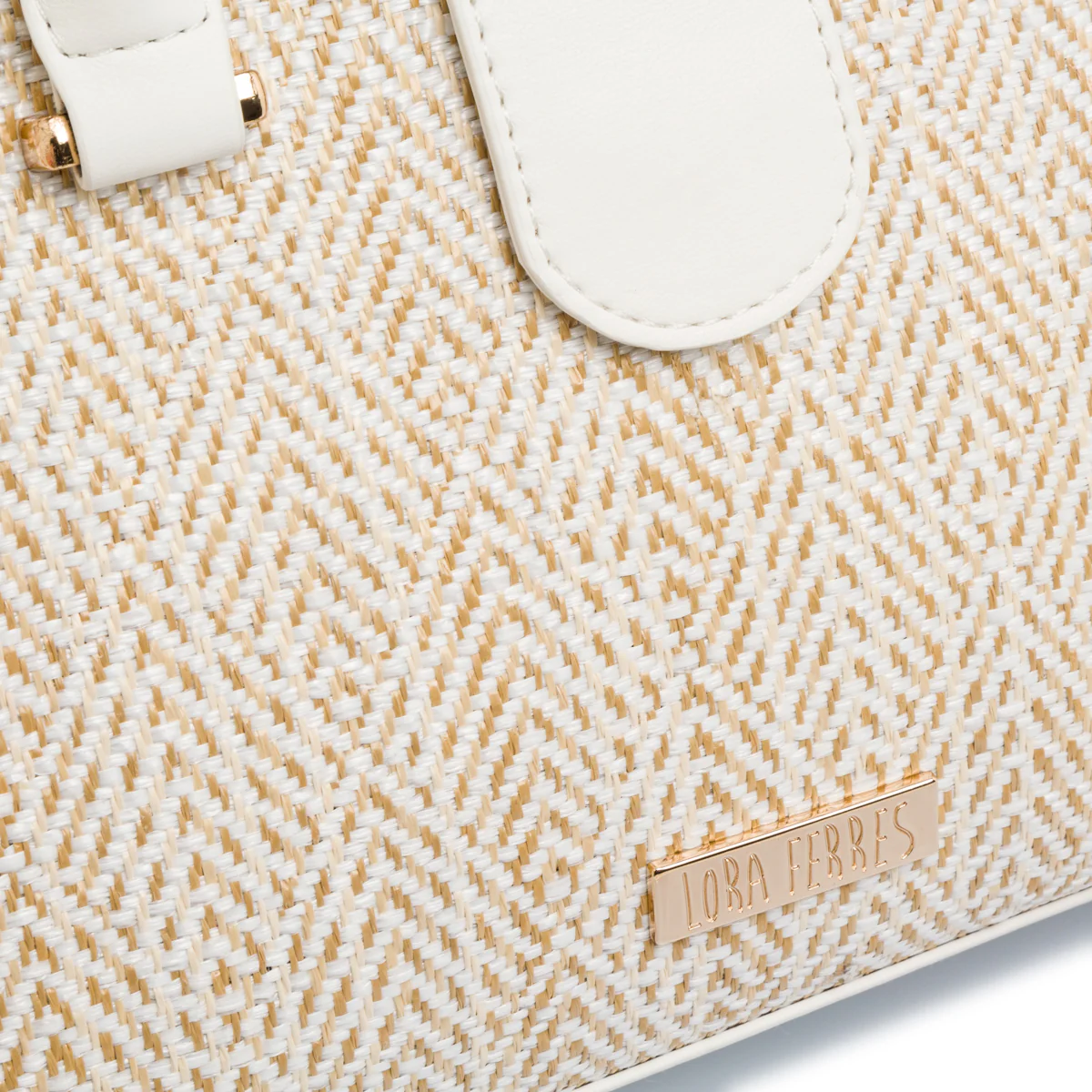 Borsa a mano bianca da Donna con dettaglio effetto rafia Lora Ferres - Image 5