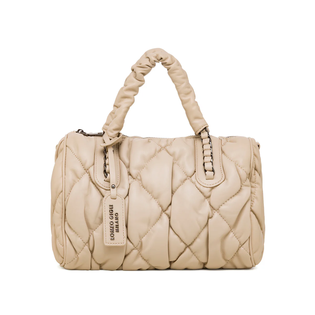 Borsa a mano bianco off-white da donna effetto trapuntato Romeo Gigli Milano